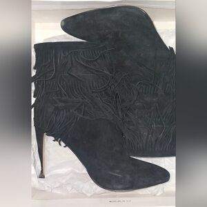 Steve Madden Black Fringe Heeled Boots